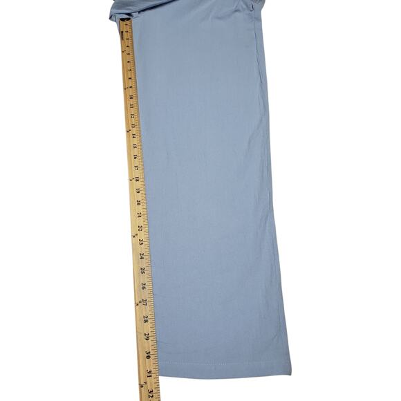 Soft Blue Linen Blend Pants Sz L Relaxed Straight Leg Breezy Cootagecore - Picture 10 of 14